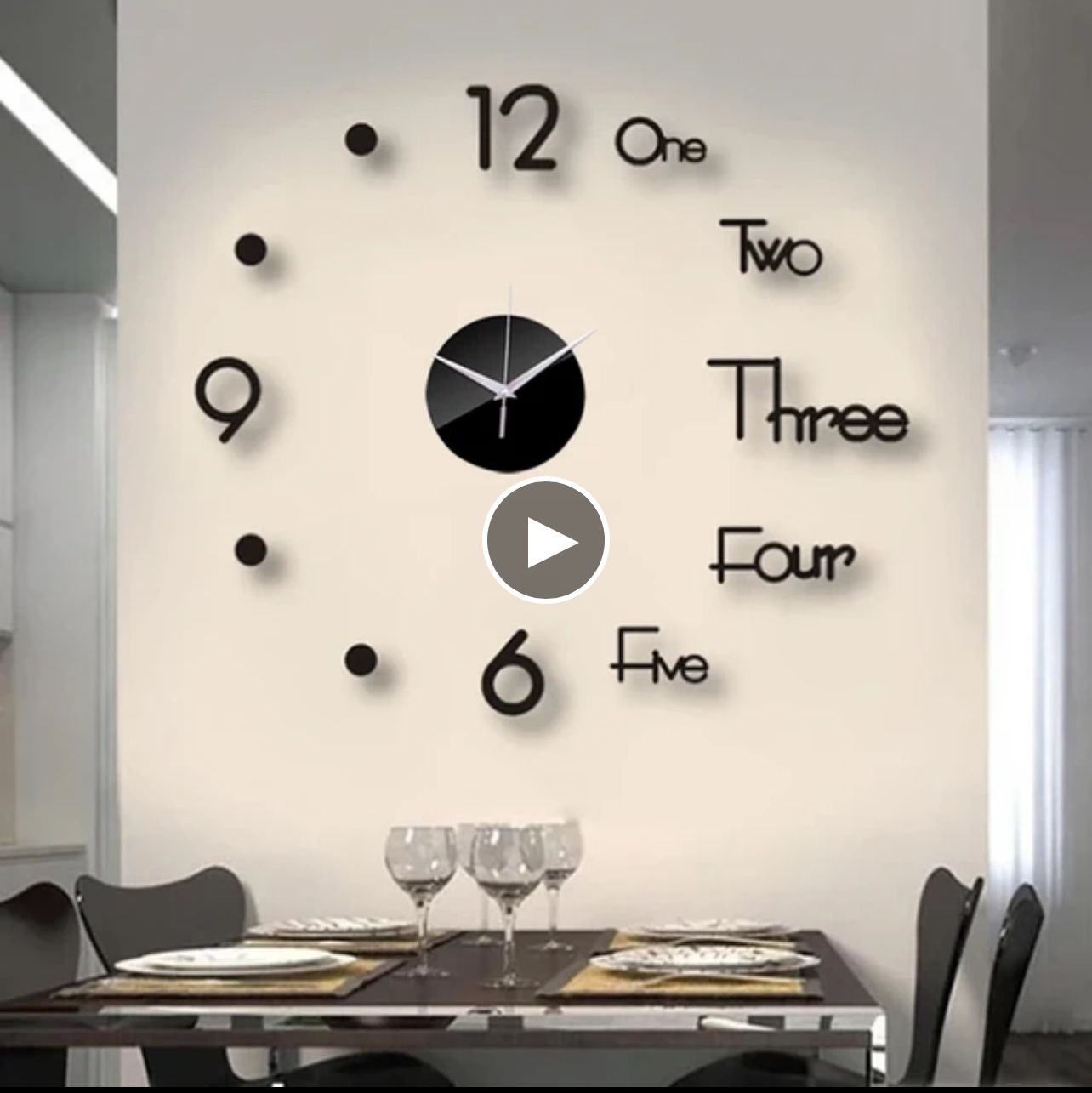 Miniatura 5 de Reloj de pared 3D de 60cm Negro